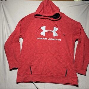 Under Armour Mens Red Pullover Hoodie Sweatshirt Loose Fit Size XL